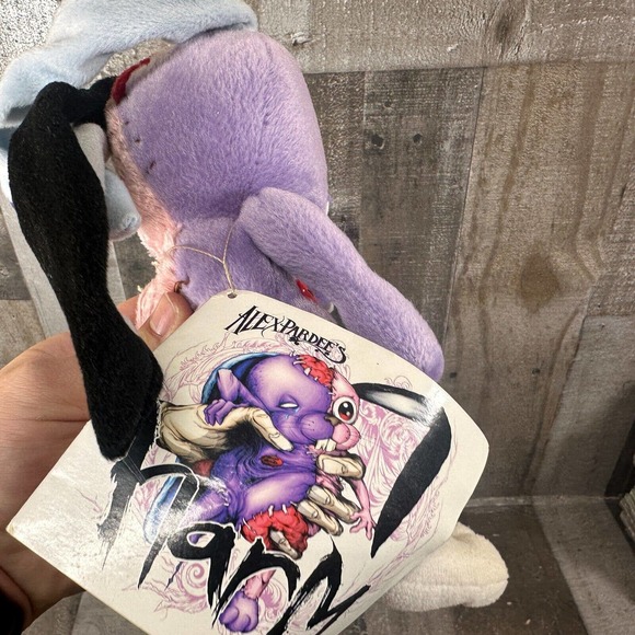 Alex Pardee HARM bunny rabbit plush doll Hot Topic early 2000's Pink Vers. - Picture 8 of 9